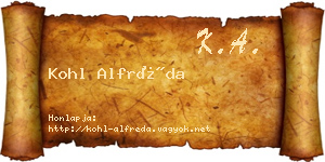 Kohl Alfréda névjegykártya